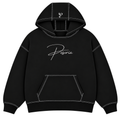 Pesoria Hoodie — Black embroidered front view