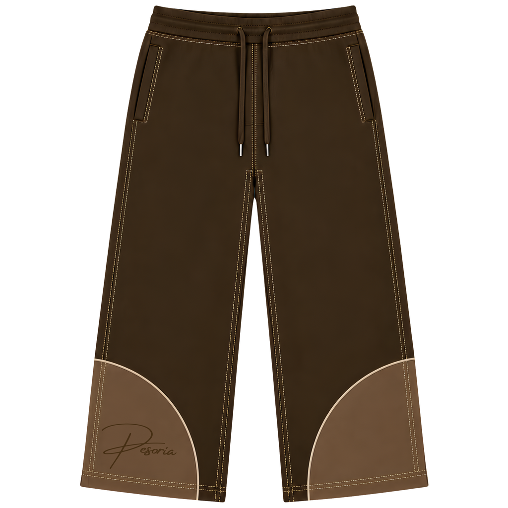 Pesoria Lower — Brown embroidered front view