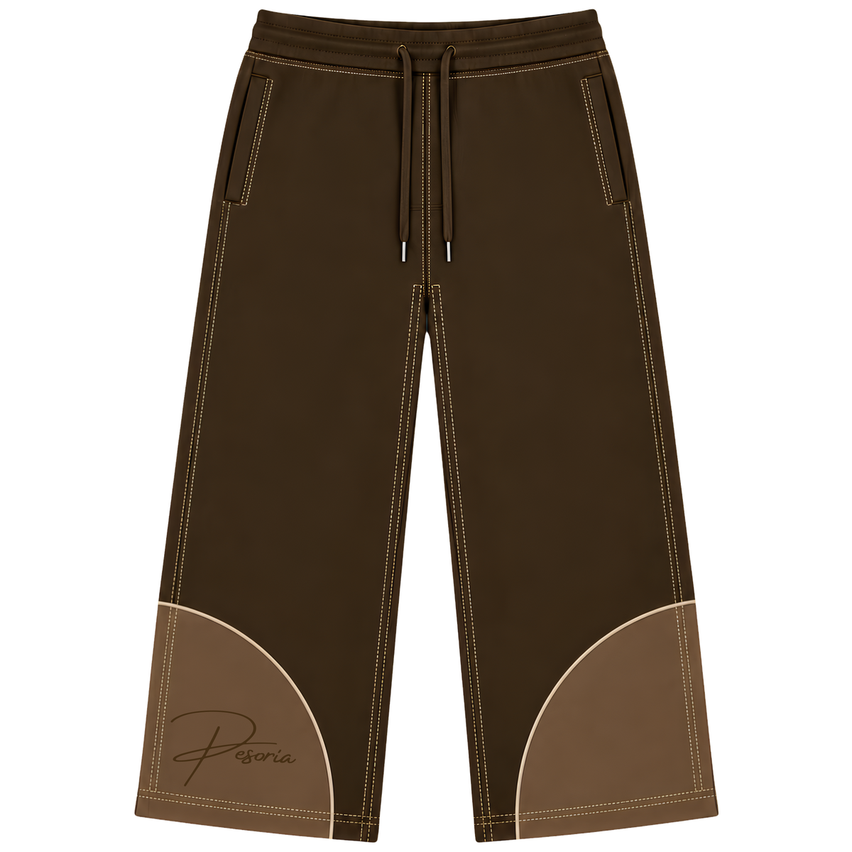 Pesoria Lower — Brown embroidered front view