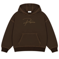 Pesoria Hoodie — Brown embroidered front view