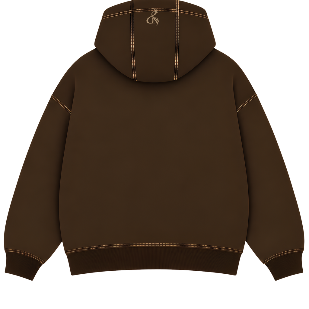 Pesoria Hoodie — Brown embroidered back view