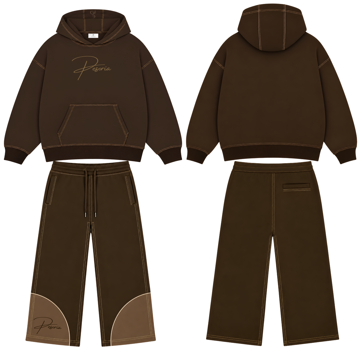 Brown Pesoria logo T-shirt